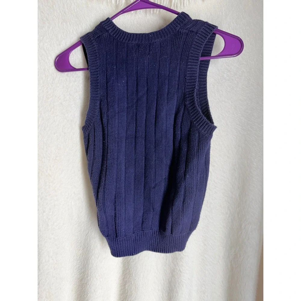 Gap Kids Navy Blue Cable Knit Sweater Vest V-Neck 100% Cotton Size S 5-6